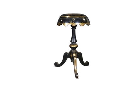 INLAID BLACK LACQUERED SEWING STAND