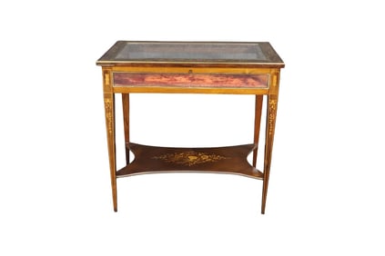TURN OF THE CENTURY FRENCH INLAID MARQUETRY DISPLAY CABINET
