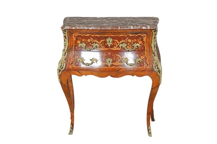 19TH C FRENCH MARBLE TOP 2 DRAWER COMMODE