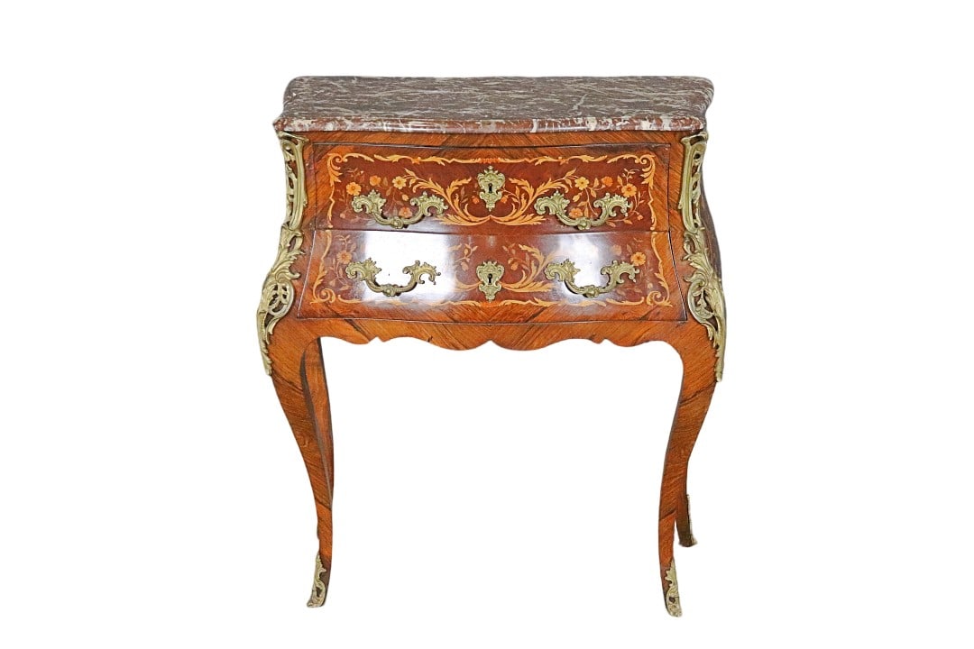 19TH C FRENCH MARBLE TOP 2 DRAWER COMMODE (1 of 12)