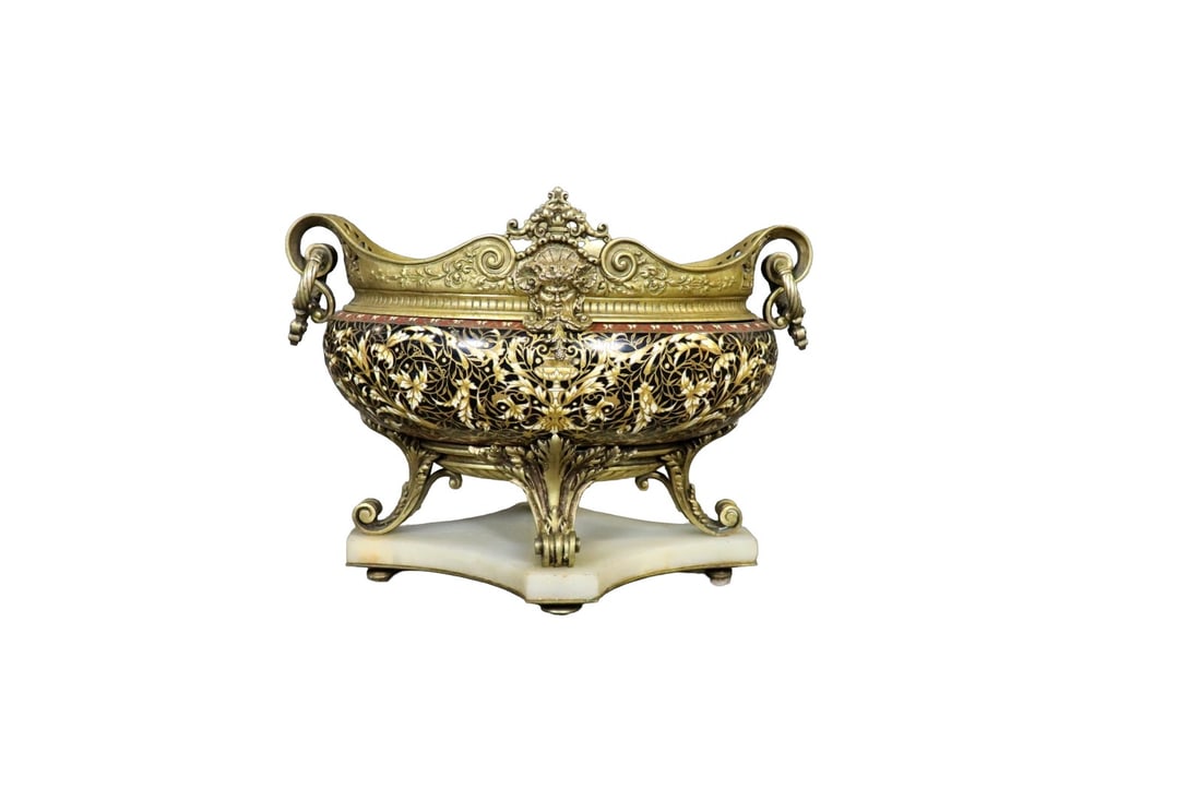19TH C FRENCH ORMOLU & CHAMPLEVE ENAMEL CENTER PIECE MANNER BARBEDIENNE (1 of 11)