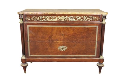 19TH C FRENCH MARBLE TOP COMMODE  ATTRIBUTED TO PAUL SORMANI