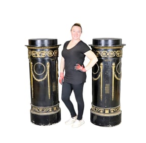 PAIR PALACE SIZE EBONIZED WOOD PEDESTALS