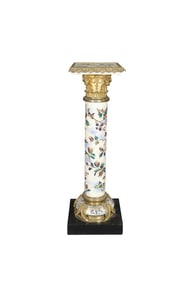 19TH C HAND PAINTED & BRONZE MOUNTED PEDESTAL