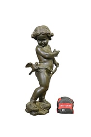 SIGNED BESAREL BRONZE CUPID SCULPTURE