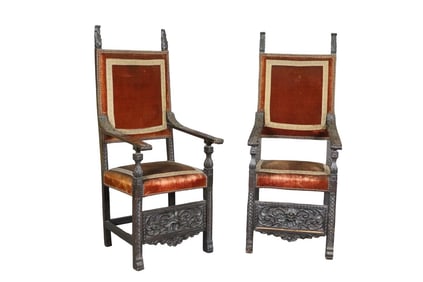 PAIR 18TH C GOTHIC CHAIRS