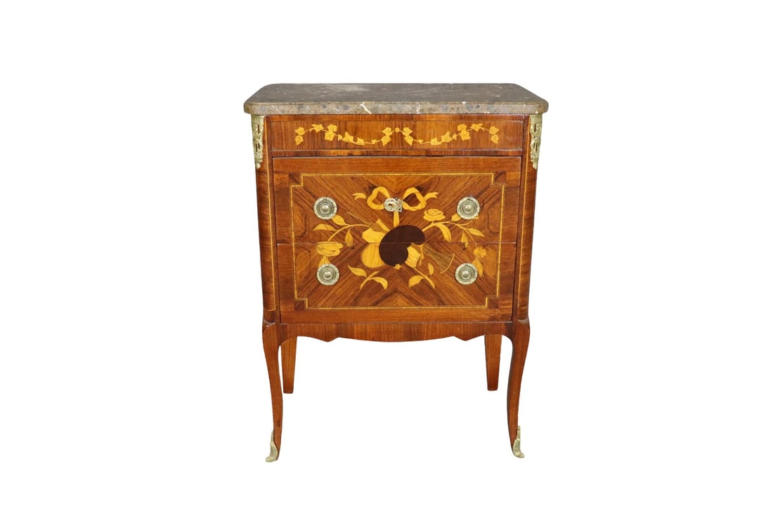 MARBLE TOP 2 DRAWER NIGHT STAND (1 of 10)