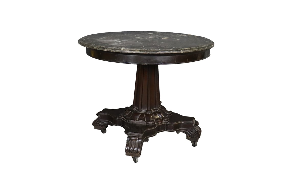CARVED VICTORIAN MARBLE TOP CENTER TABLE (1 of 12)
