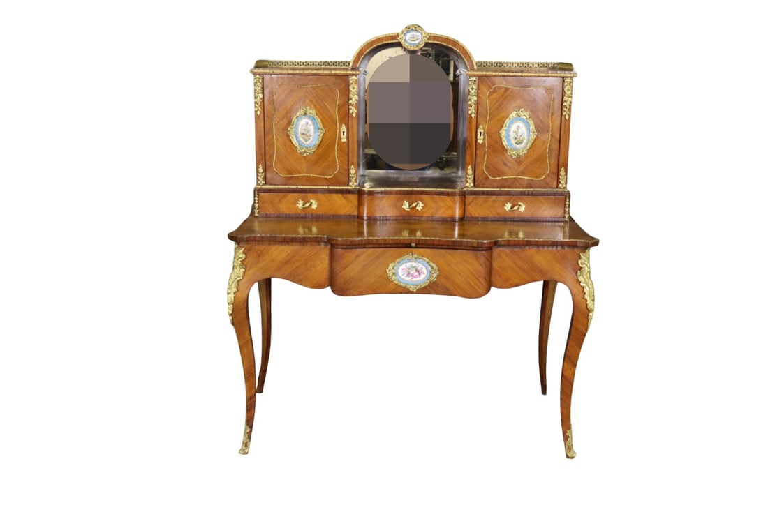 LOUIS XV STYLE 2 PIECE PORCELAIN INSERT DESK (1 of 16)