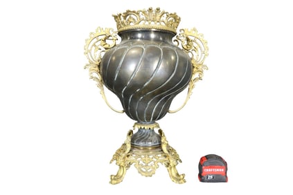 BRASS & COPPER 2 HANDLE URN