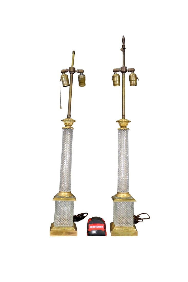 PAIR BACCARAT STYLE CRYSTAL LAMPS (1 of 8)