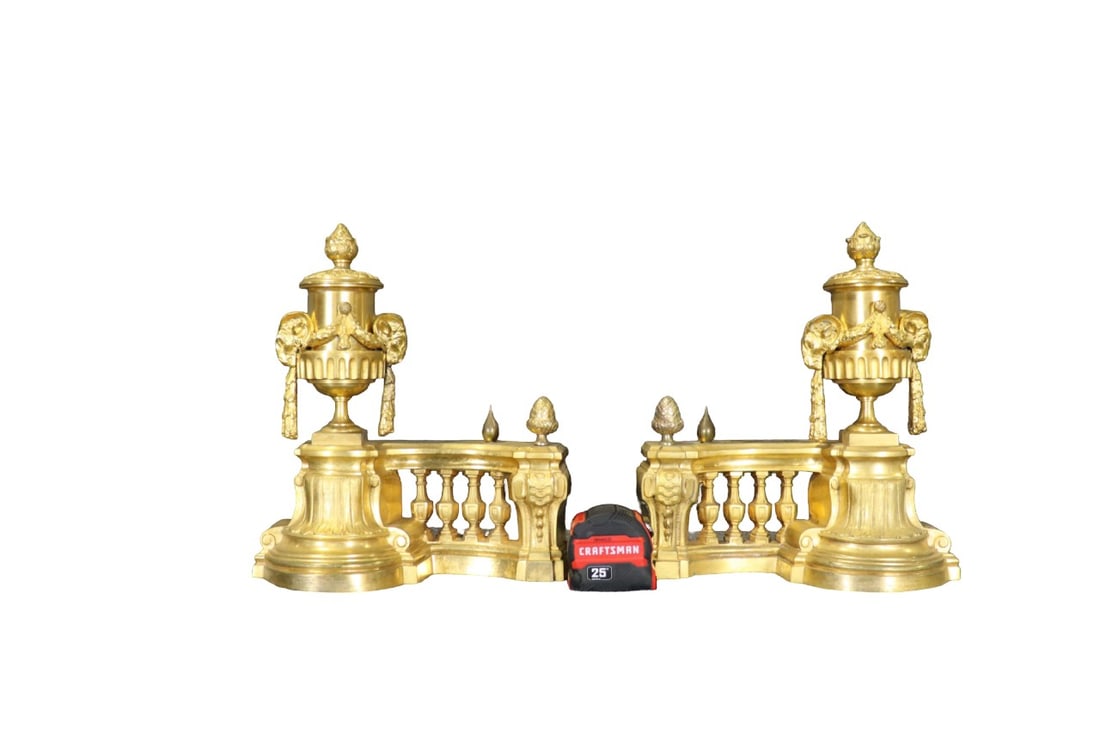LOUIS XVI STYLE DORE BRONZE FRENCH ANDIRONS (1 of 8)