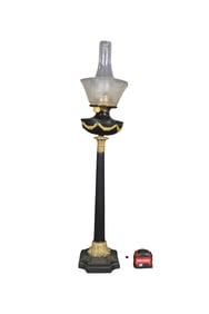 VINTAGE BRASS MOUNTED OIL LAMP