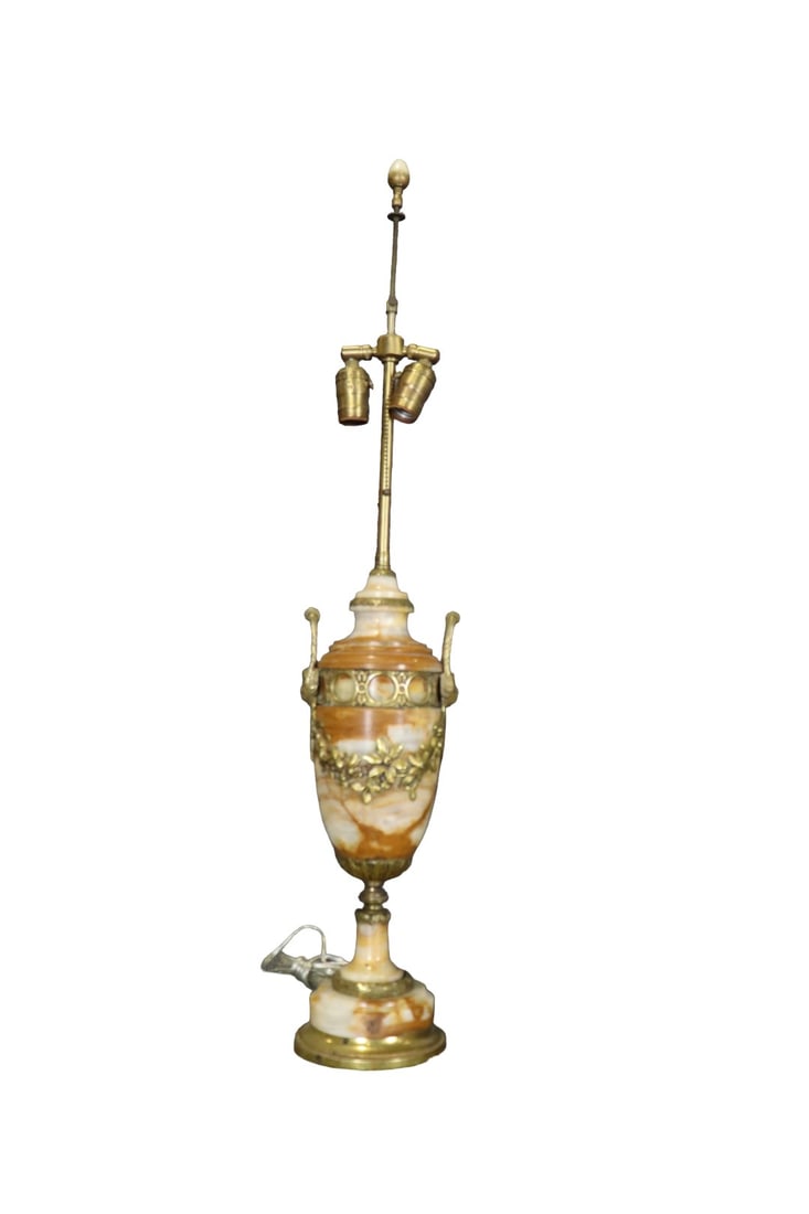 BRONZE MOUNTED MARBLE FIGURAL LAMP (1 of 8)