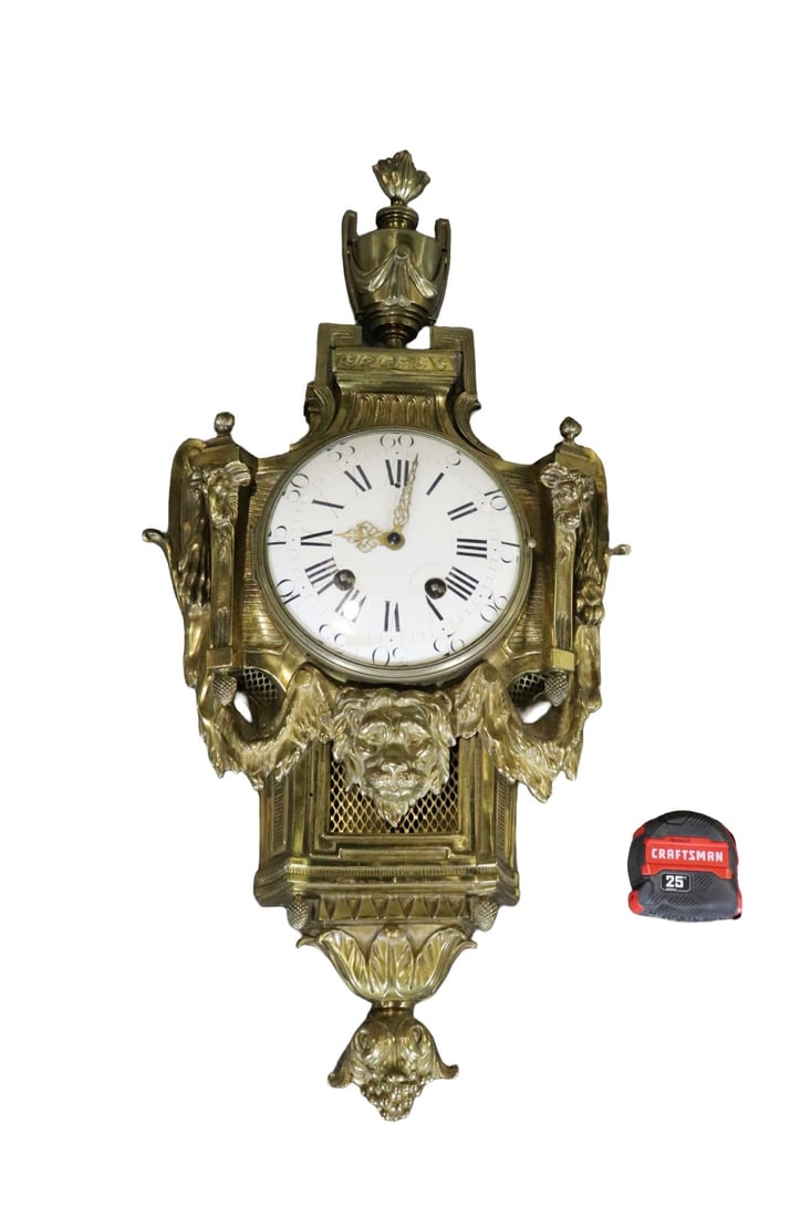 BRONZE/BRASS CARVED FIGURAL WALL CLOCK (1 of 10)