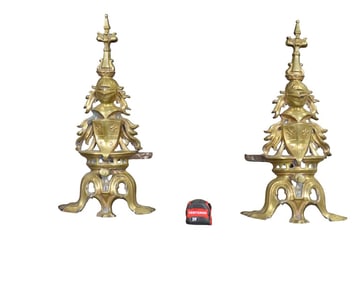 PAIR CHENET BRONZE ANDIRONS
