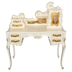 LOUIS XV STYLE ART NOUVEAU FIGURAL PAINTED LADIES VANITY