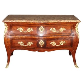 FRENCH BRONZE & MARBLE TOP COMMODE