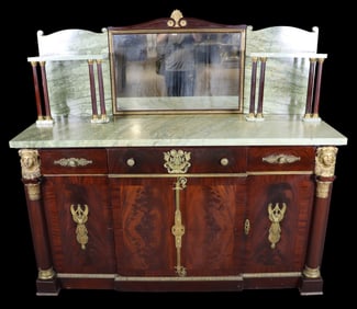 FRENCH EMPIRE MARBLE TOP SIDEBOARD