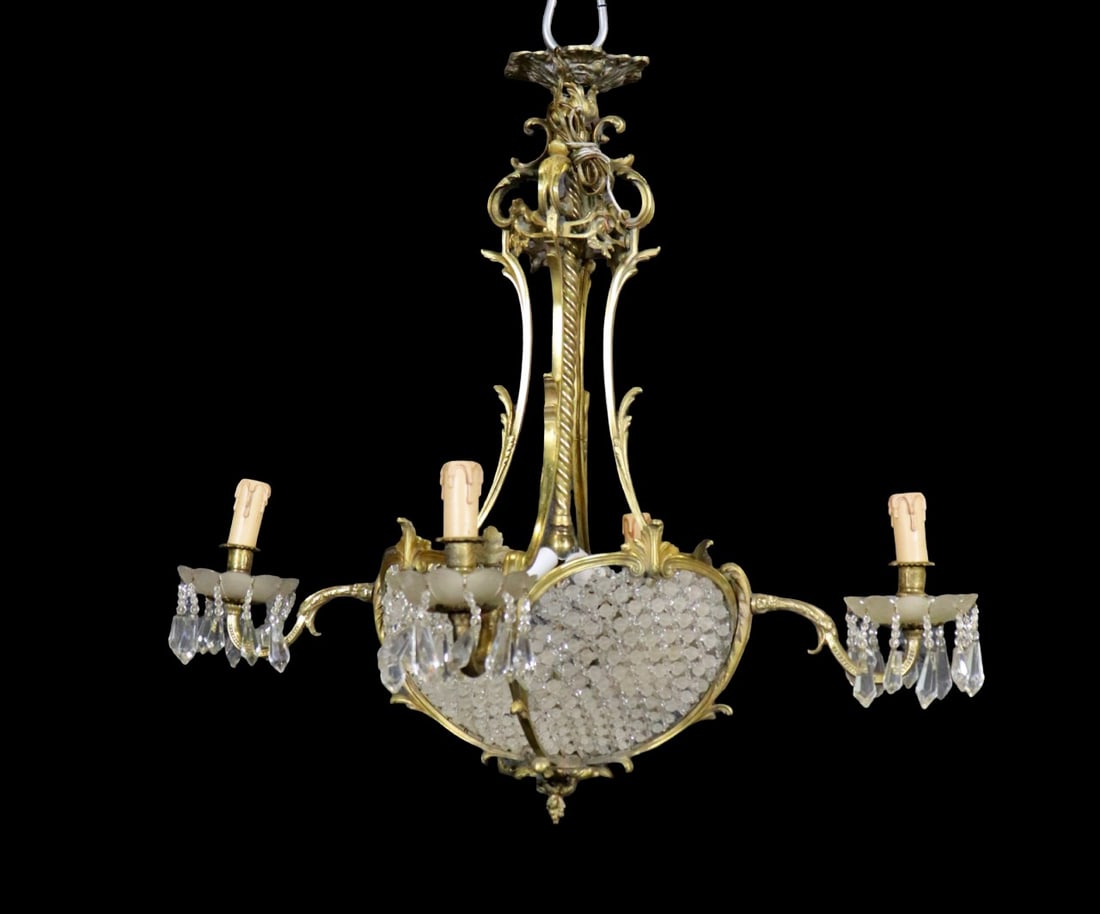 BRASS & CRYSTAL PRISM CHANDELIER (1 of 13)