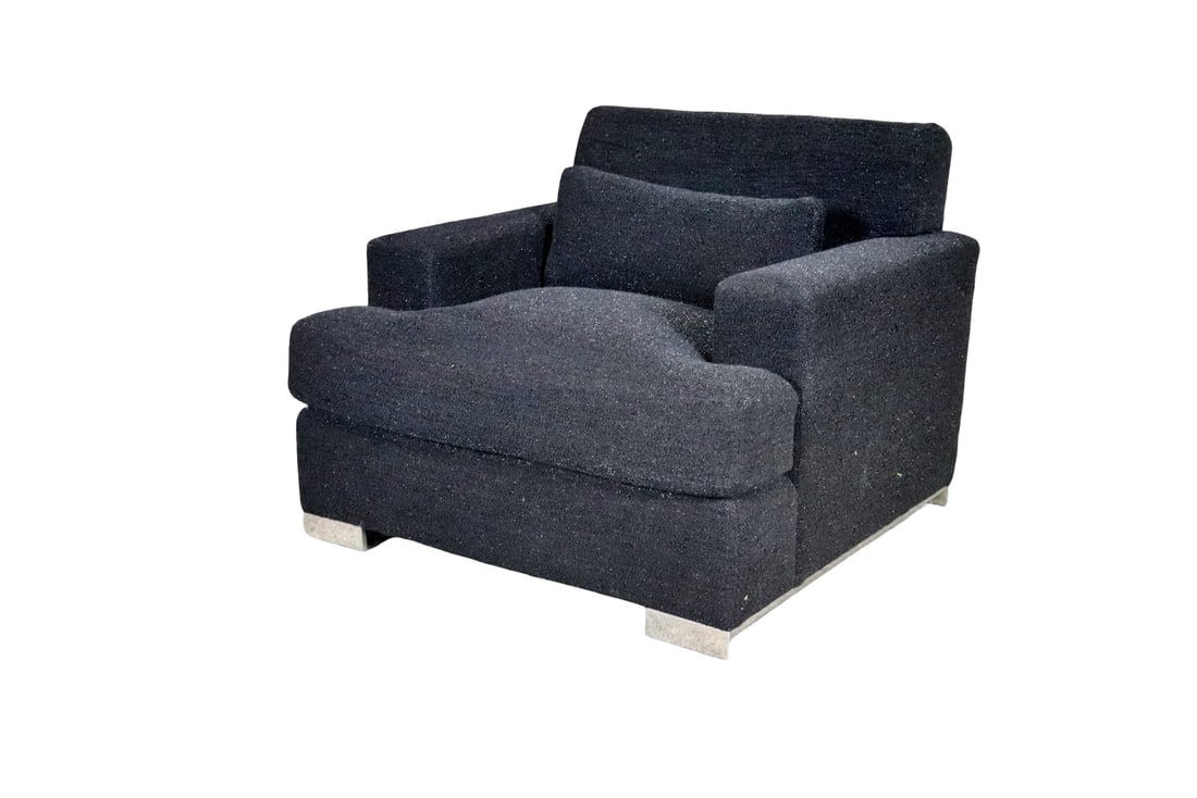 RALPH LAUREN OVERSIZE CLUB CHAIR: Upholstered. Chrome legs. 30 1/2" h x 36 3/4" w x 36 3/4" d. Seat height 17 3/4".