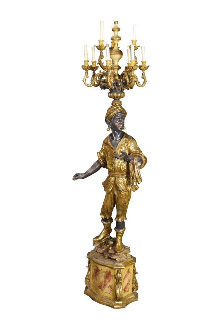 CARVED FIGURAL 9 LIGHT FLOOR LAMP (1 of 16)