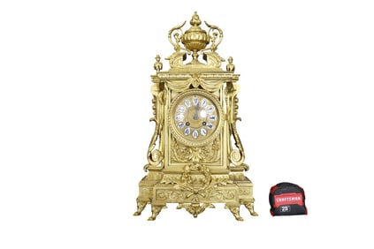 LATE 19TH C GILT BRONZE MANTLE CLOCK
