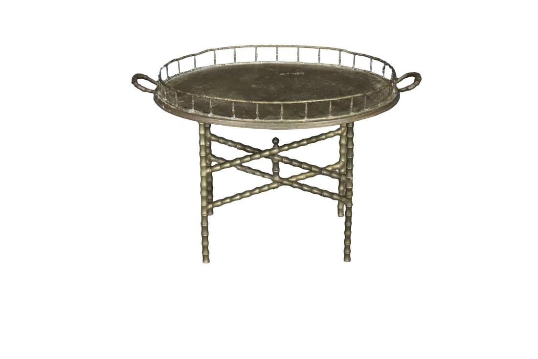 BRASS 2 PIECE TRAY TOP BUTLERS TABLE (1 of 8)