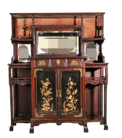 HERTER BROTHERS RARE ORIENTALIST CREDENZA ETAGERE CABINET