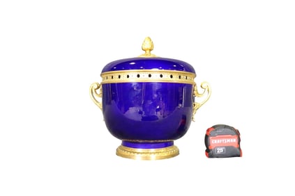 LATE 19TH C GILT BRONZE MOUNTED SEVRES STYLE PORCELAIN CENTERPIECE