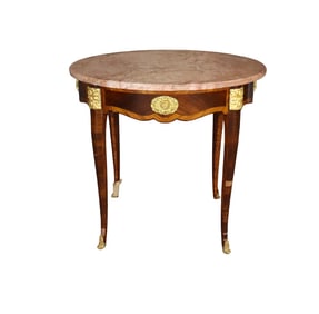 LATE 19TH C/EARLY 20TH C LOUIS XVI STYLE MARBLE TOP TABLE