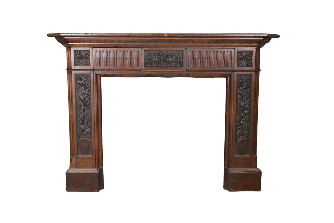 LATE 19TH C/EARLY 20TH C WOOD FIREPLACE MANTLE (1 of 11)