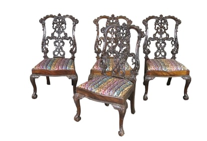 4 CARVED GEORGIAN STYLE SIDE CHAIRS