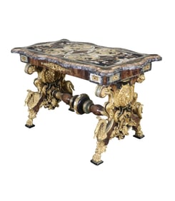 BAROQUE STYLE ORNATE CARVED GILT FIGURAL CONSOLE