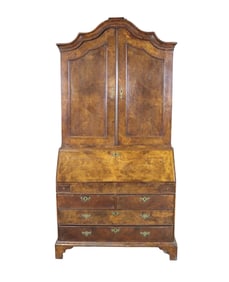 18TH C BURL WOOD SECRETARY DESK