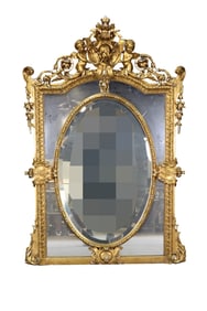 ANTIQUE GILT CARVED FIGURAL MIRROR