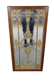 ANTIQUE BRASS & WOOD MIRROR