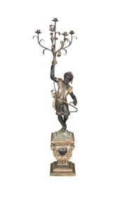 WOOD & METAL FIGURAL CANDELABRA