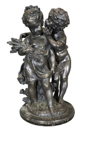 SIGNED AUGUSTE MOREAU BRONZE OF TWO CHILDREN