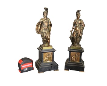 PAIR BRONZE SCULPTURES OF ATHENA