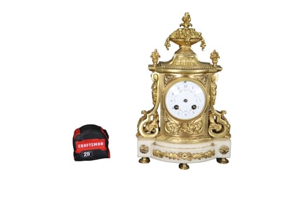 BRONZE & MARBLE MANTLE CLOCK