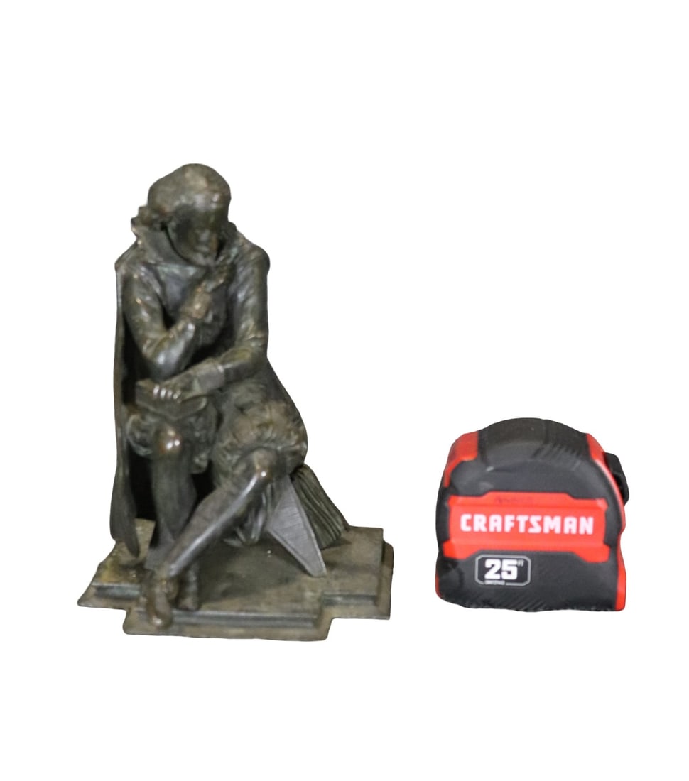 PATINATED BRONZE SCULPTURE OF SHAKESPEARE: Bronze. Shakespeare. 7 1/2" h x 5 1/4" w x 5" d.