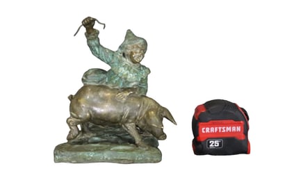 SCULPTURE OF BOY & PIG