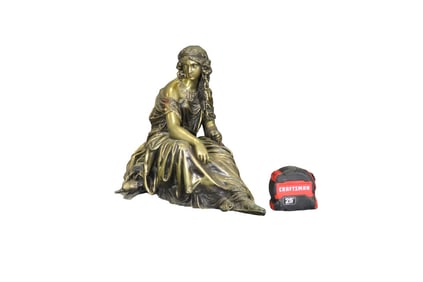 BRONZE SCULPTURE WOMAN SEATED
