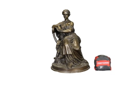 CLASSICAL BRONZE SCULPTURE SEATED WOMAN