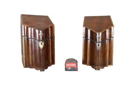 PAIR ENGLISH GEORGIAN MAHOGANY KNIFE BOXES