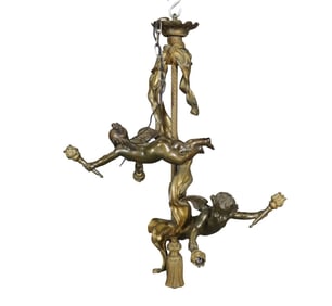 BRONZE CHERUB FIGURAL CHANDELIER