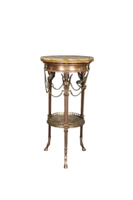 NEOCLASSICAL TABLE WITH CARYATID LEGS & MARBLE TOP