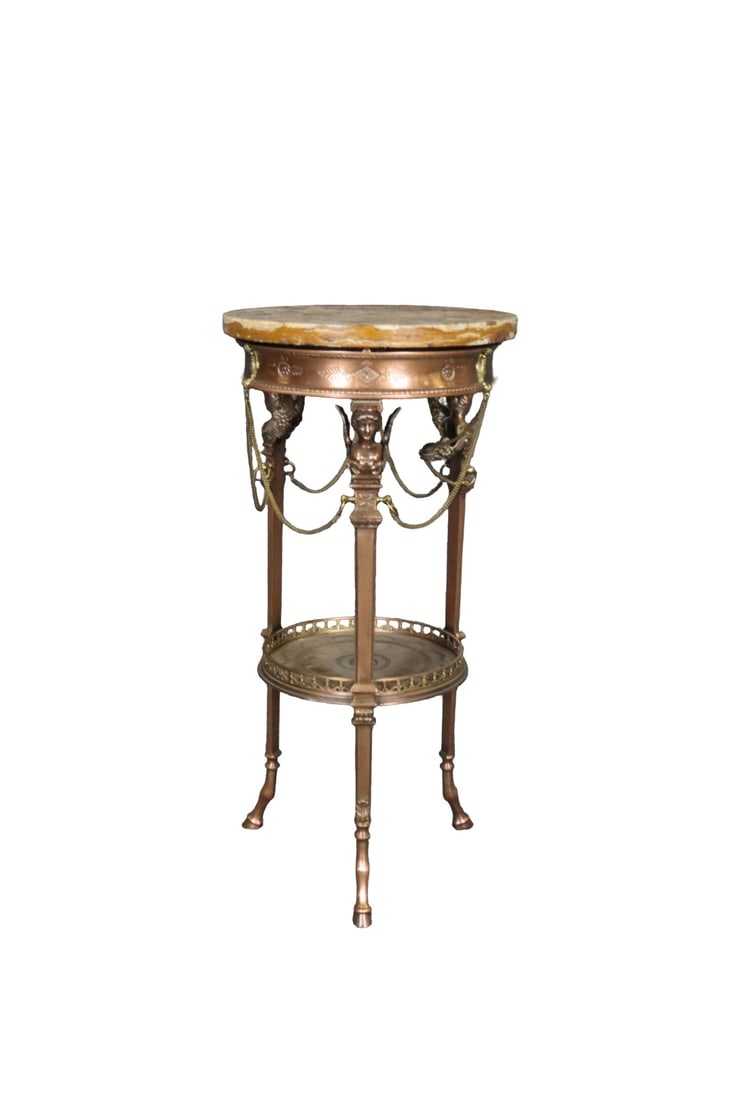 NEOCLASSICAL TABLE WITH CARYATID LEGS & MARBLE TOP (1 of 11)