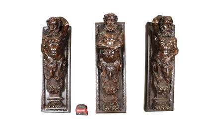 3 CARVED FIGURES MEN OF THE MOUNTAIN